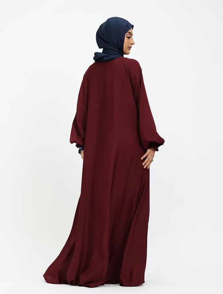 Maroon Zip Umbrella Abaya